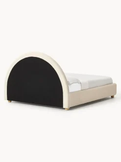 Cama tapizada en tejido bouclé Ebba, con espacio de almacenamiento