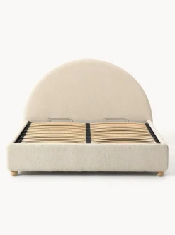 Cama tapizada en tejido bouclé Ebba, con espacio de almacenamiento