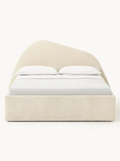 Cama tapizada en tejido bouclé Gary