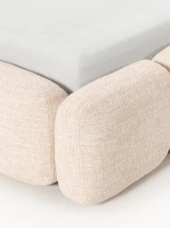 Cama tapizada en tejido bouclé con espacio de almacenamiento Tayla