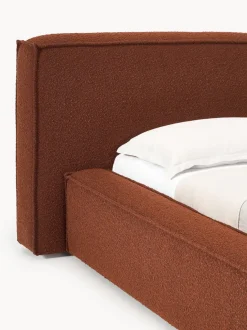 Cama tapizada en tejido bouclé Lennon, con espacio de almacenamiento