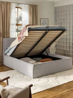 Cama tapizada en tejido bouclé con espacio de almacenamiento Dream