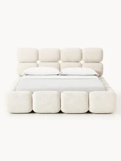 Cama tapizada en tejido bouclé Tayla