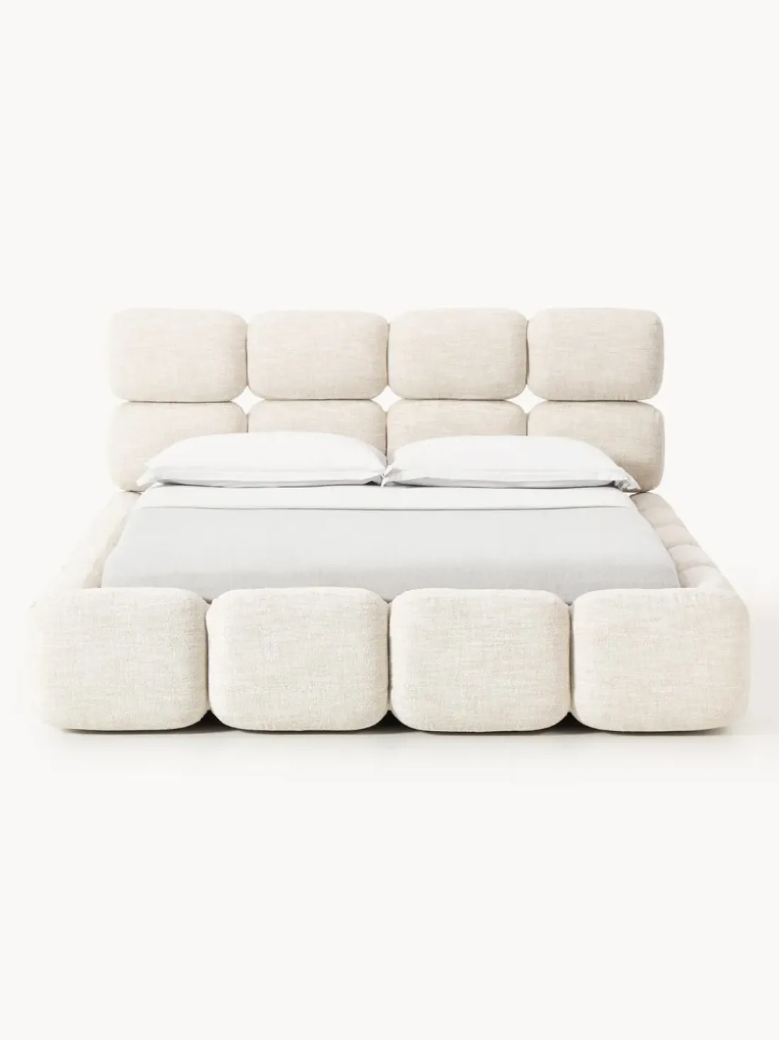 Cama tapizada en tejido bouclé Tayla