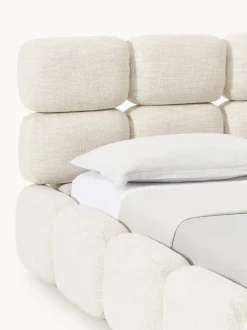 Cama tapizada en tejido bouclé Tayla