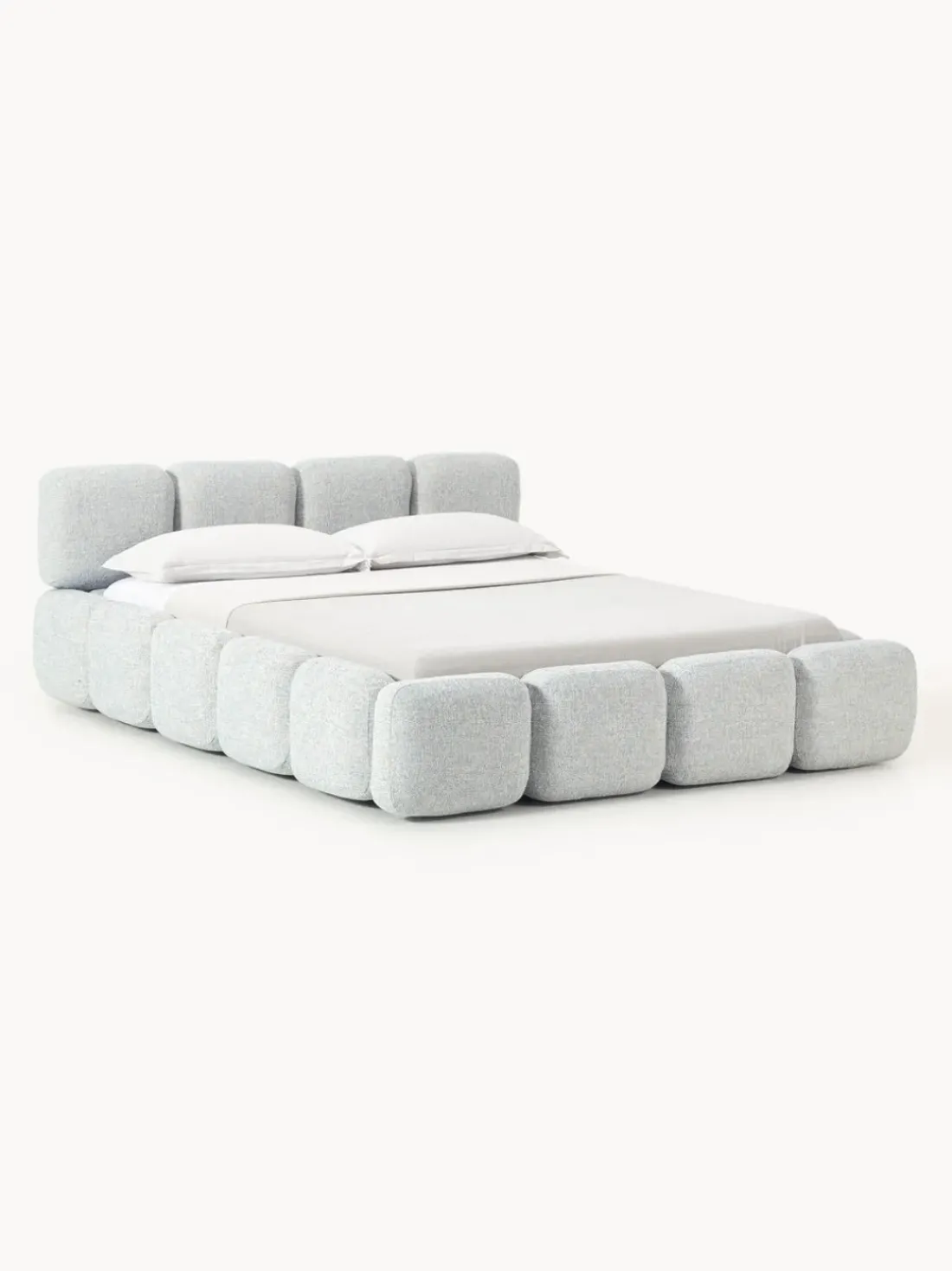 Cama tapizada en tejido bouclé Tayla