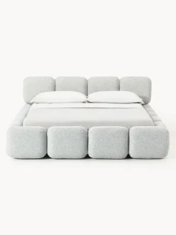 Cama tapizada en tejido bouclé Tayla
