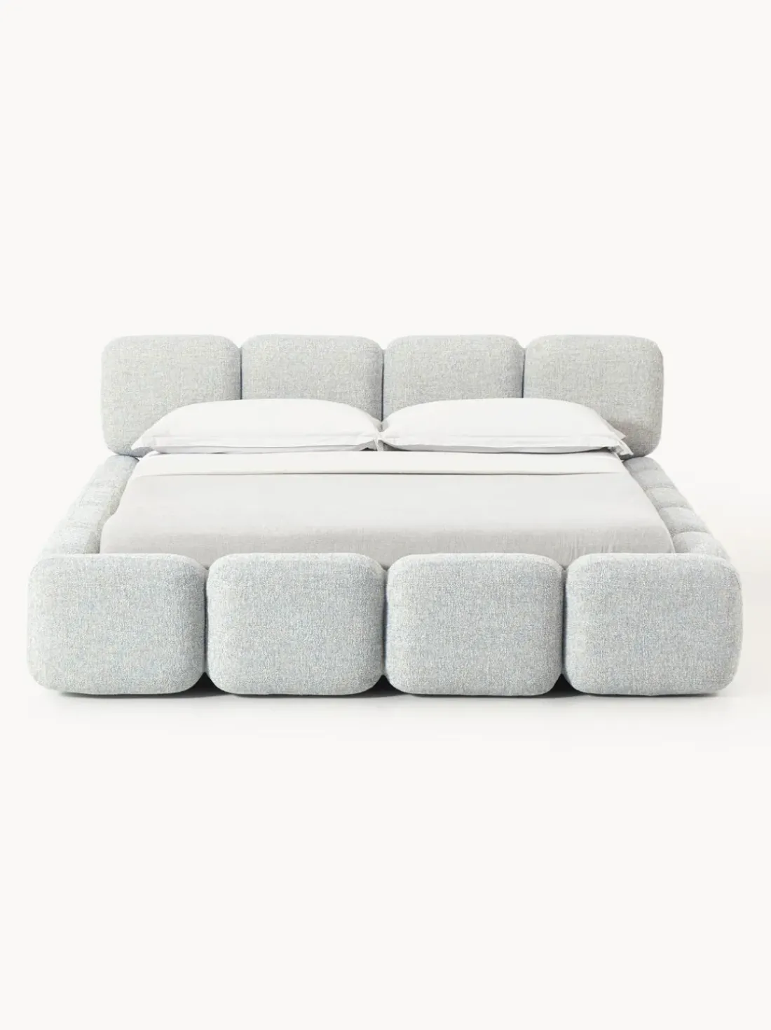 Cama tapizada en tejido bouclé Tayla