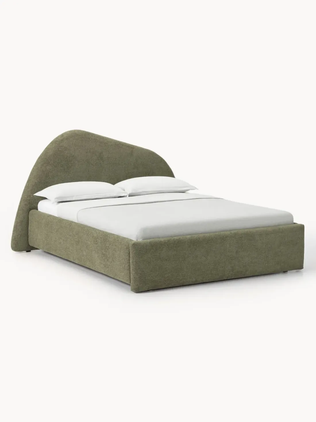 Cama tapizada en tejido bouclé Gary