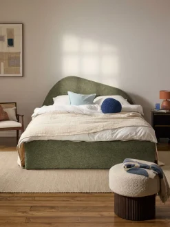 Cama tapizada en tejido bouclé Gary