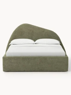 Cama tapizada en tejido bouclé Gary