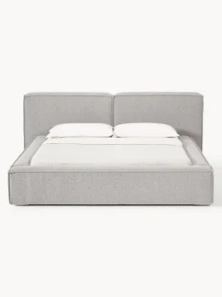 Cama tapizada en tejido bouclé con espacio de almacenamiento Lennon