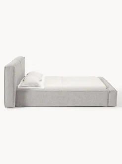 Cama tapizada en tejido bouclé con espacio de almacenamiento Lennon