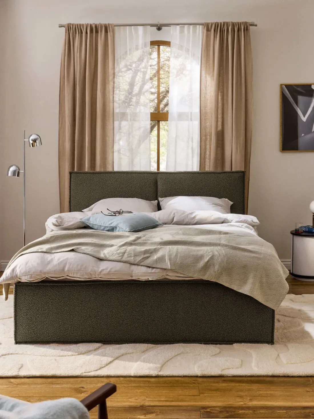 Cama tapizada en tejido bouclé Dream