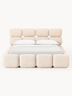 Cama tapizada en tejido bouclé Tayla