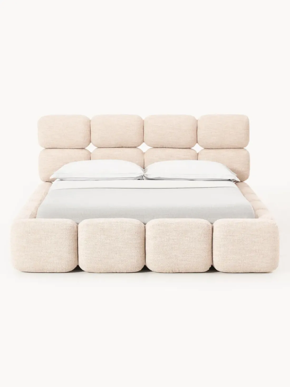 Cama tapizada en tejido bouclé Tayla