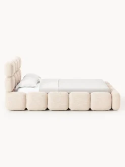 Cama tapizada en tejido bouclé Tayla