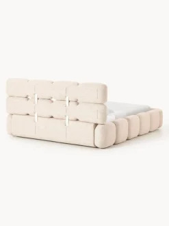 Cama tapizada en tejido bouclé Tayla