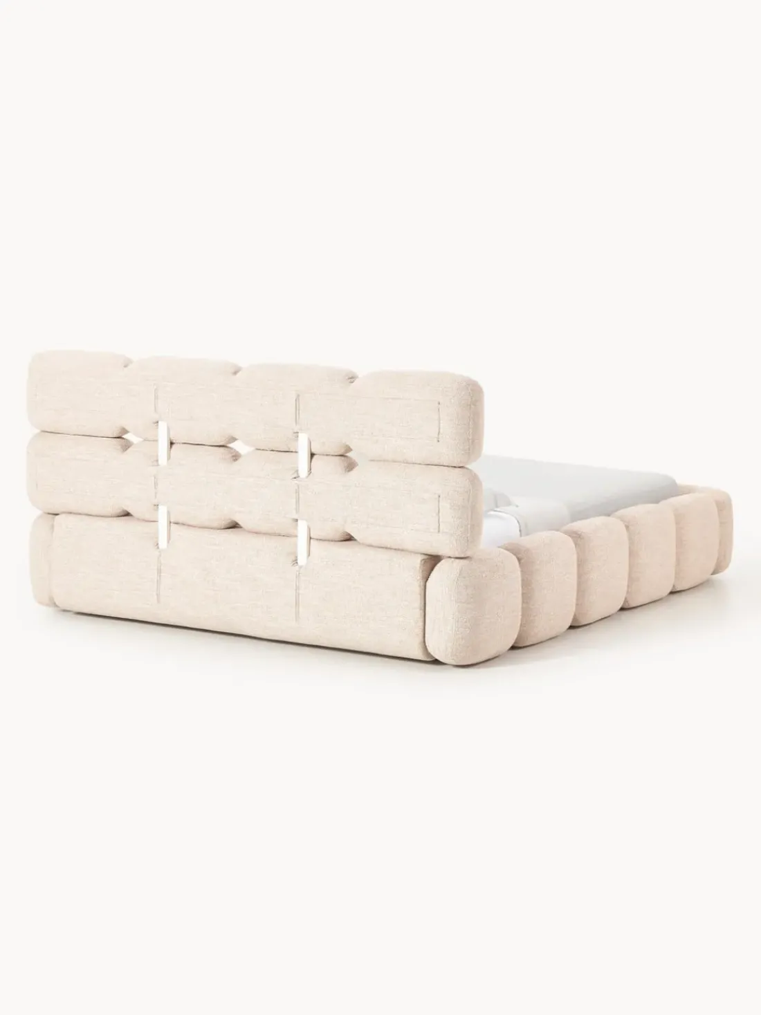 Cama tapizada en tejido bouclé Tayla