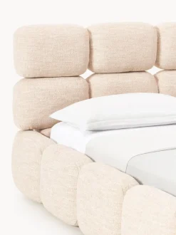 Cama tapizada en tejido bouclé Tayla