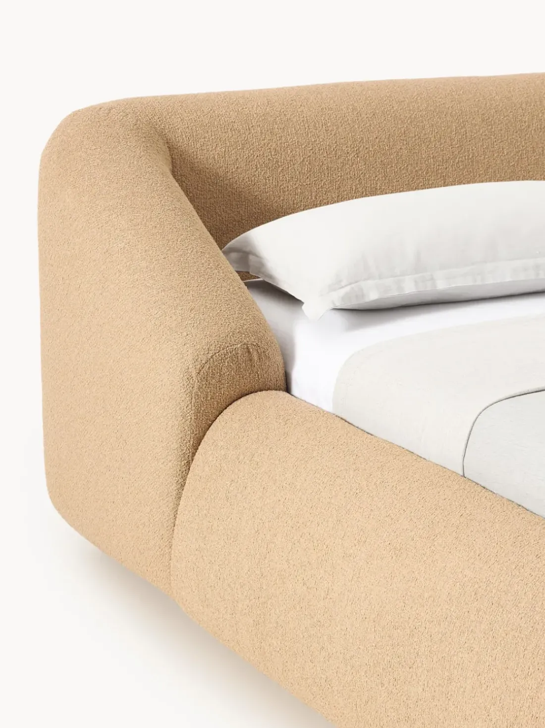 Cama tapizada en tejido bouclé Sofia