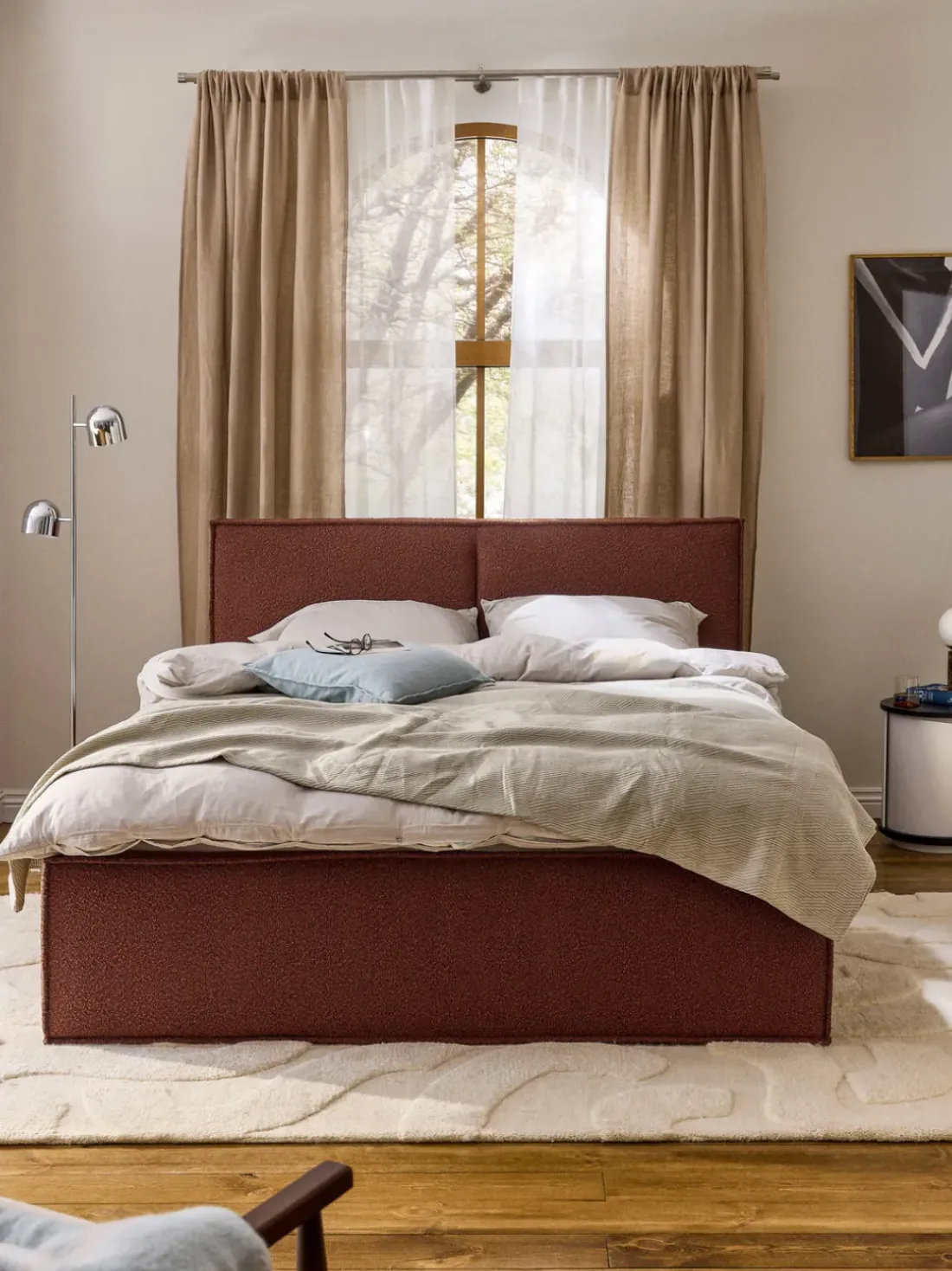 Cama tapizada en tejido bouclé Dream