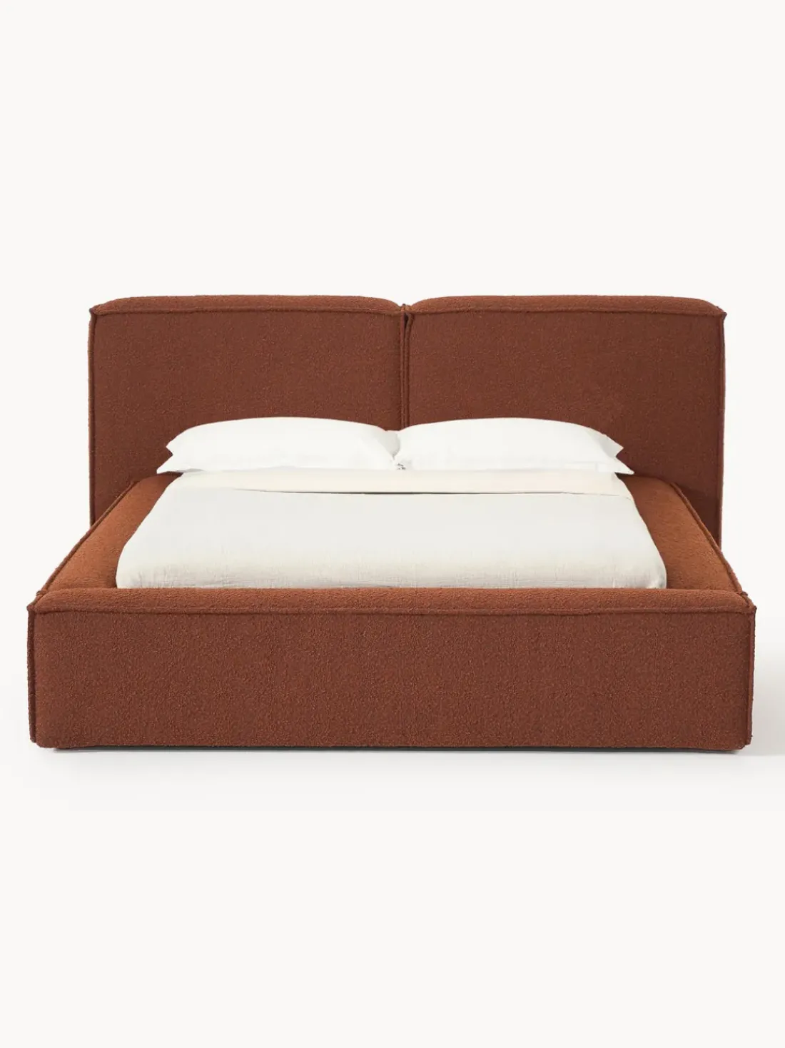 Cama tapizada en tejido bouclé Lennon