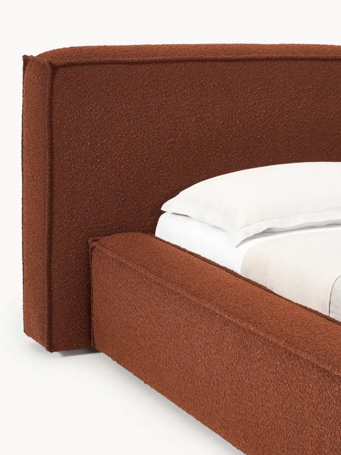 Cama tapizada en tejido bouclé Lennon