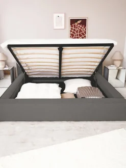 Cama tapizada Lennon, con espacio de almacenamiento