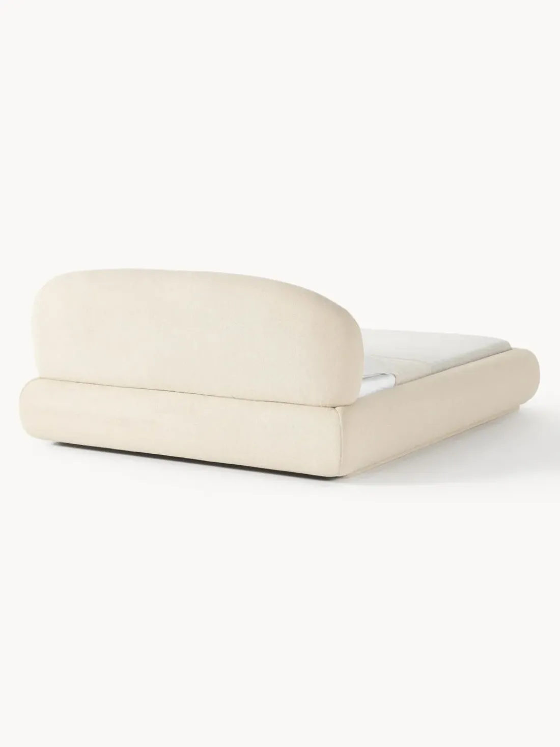 Cama tapizada redondeada en tejido bouclé Alba