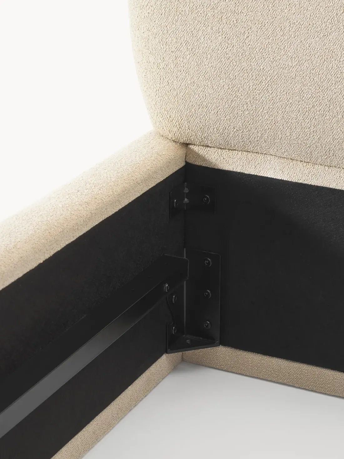 Cama tapizada redondeada en tejido bouclé Alba