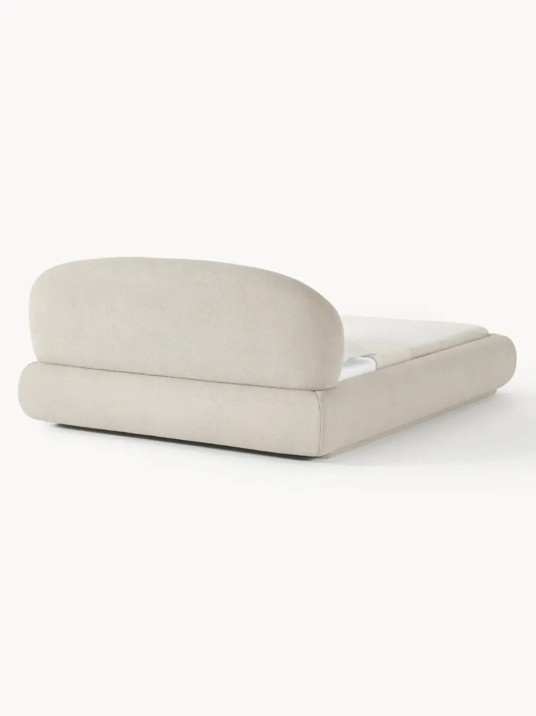 Cama tapizada redondeada en tejido bouclé Alba