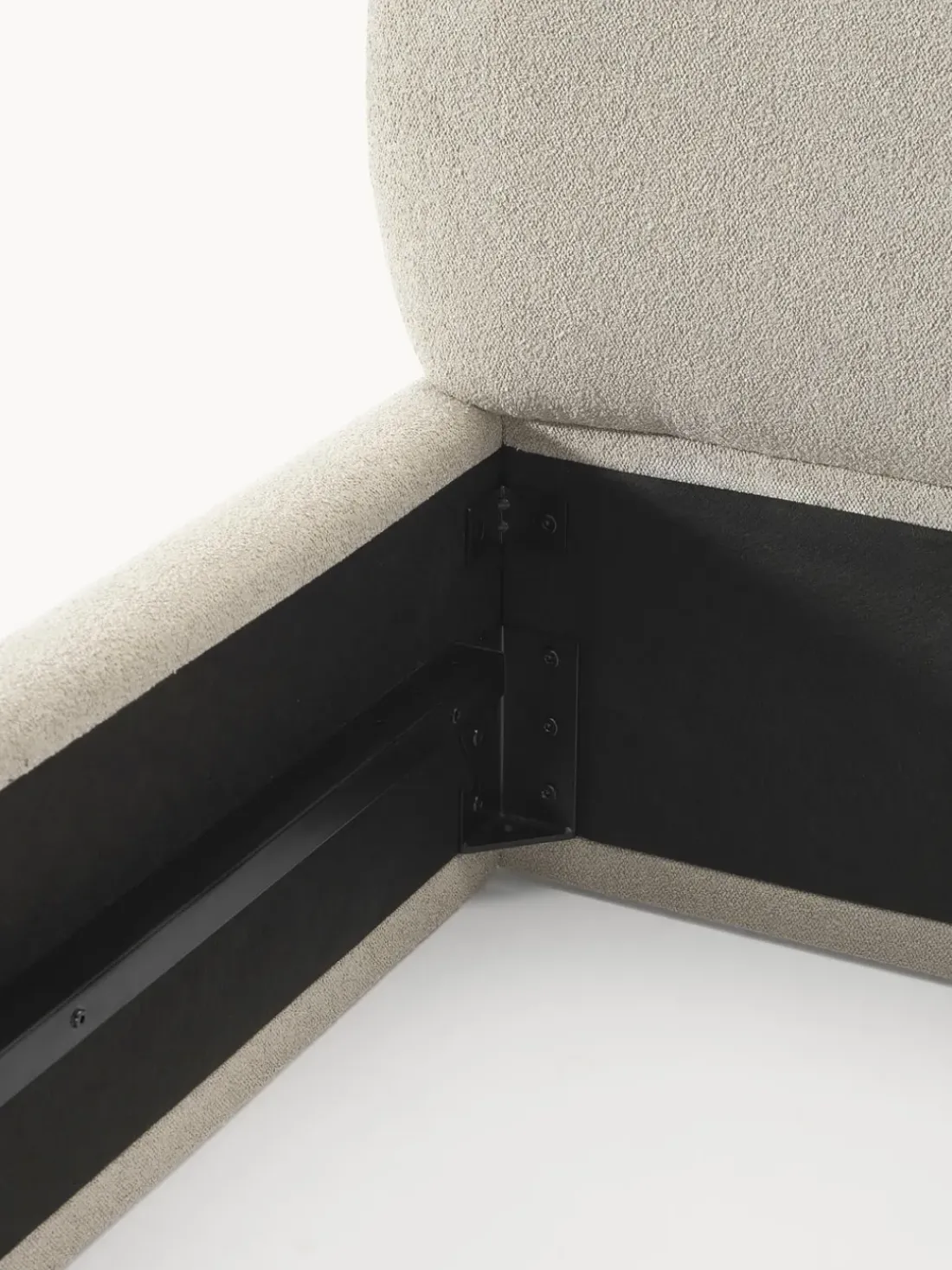 Cama tapizada redondeada en tejido bouclé Alba