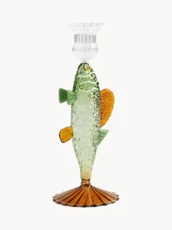 Candelabro artesanal de vidrio borosilicato Fish