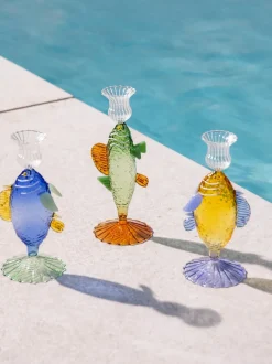 Candelabro artesanal de vidrio borosilicato Fish