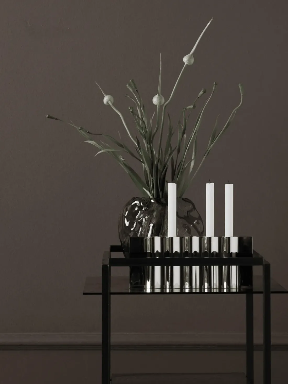Candelabro de acero inoxidable Ripply