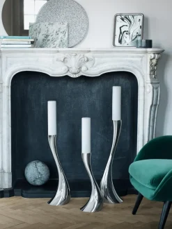 Candelabro de acero inoxidable con forma orgánica Cobra, 40 cm