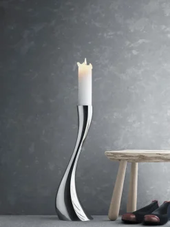 Candelabro de acero inoxidable con forma orgánica Cobra, 50 cm