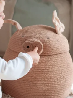 Cesta de almacenamiento artesanal con tapa Peggy the Pig