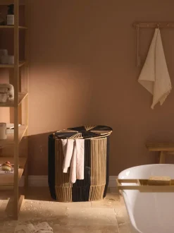 Cesta de ropa doble artesanal de cuerda Gabe