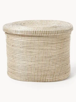 Cesta de ropa doble de junco marino con tapa Aleya