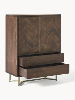 Chiffonnier de madera de mango diseño espiga Luca