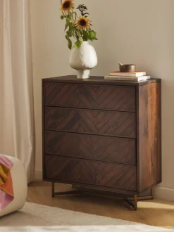Cómoda de madera de mango con diseño espiga Luca