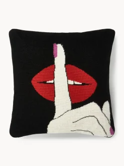Cojín artesanal de lana Lips Hush