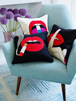 Cojín artesanal de lana Lips Hush