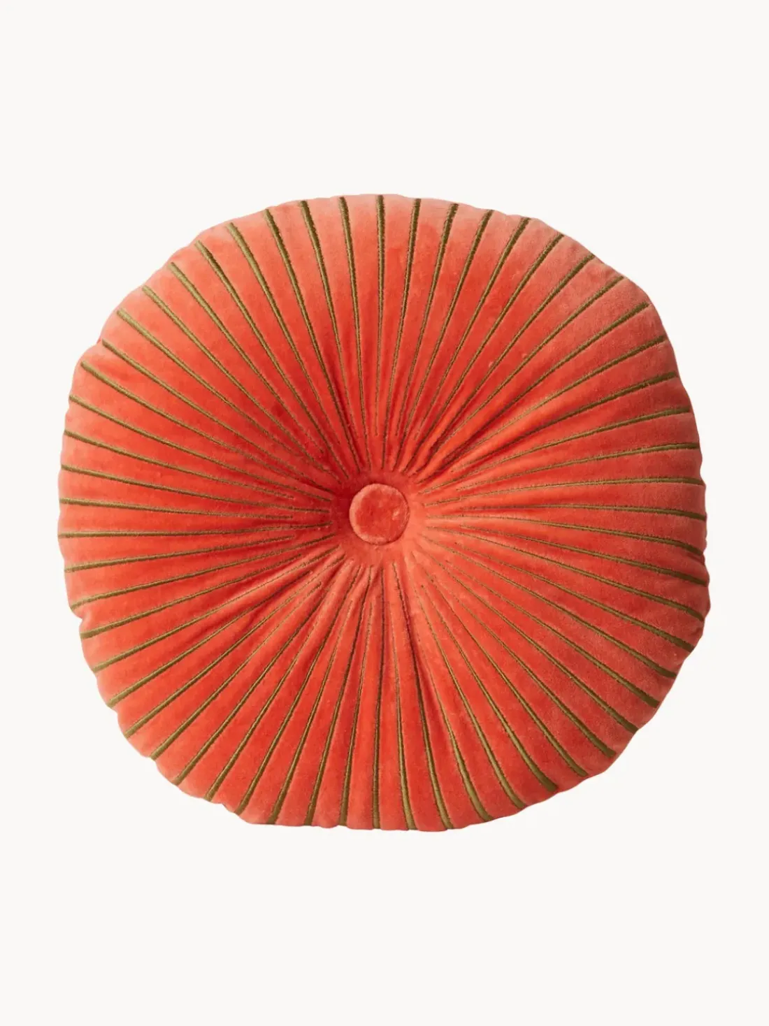 Cojín redondo artesanal de algodón Ripple, Ø 50 cm