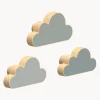 Colgadores de pared artesanales de madera de haya Cloud, 3 uds.