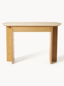 Consola de madera con tablero de travertino y cajón Zumi