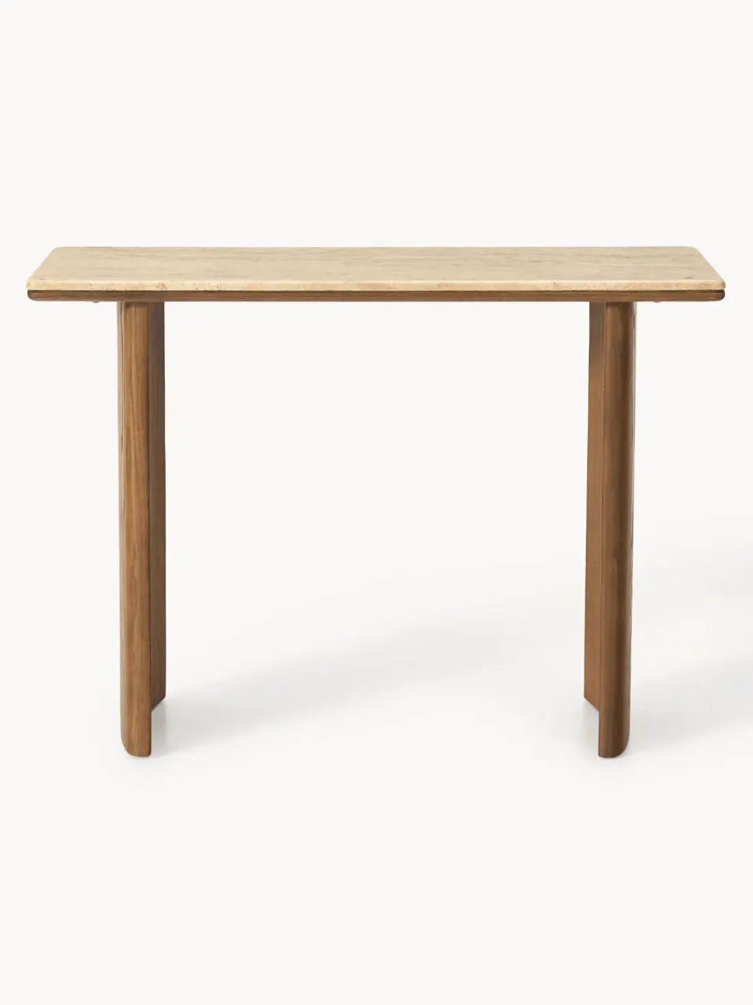 Consola de madera de roble con tablero de travertino Chandler