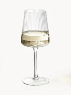 Copas de vino blanco artesanales con relieves Cami, 4 uds.
